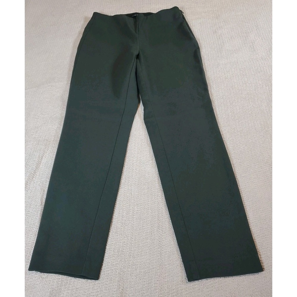 LOFT Women's High Waist Curvy Skinny Pants Sz 6 Dark Green Side Zip Career